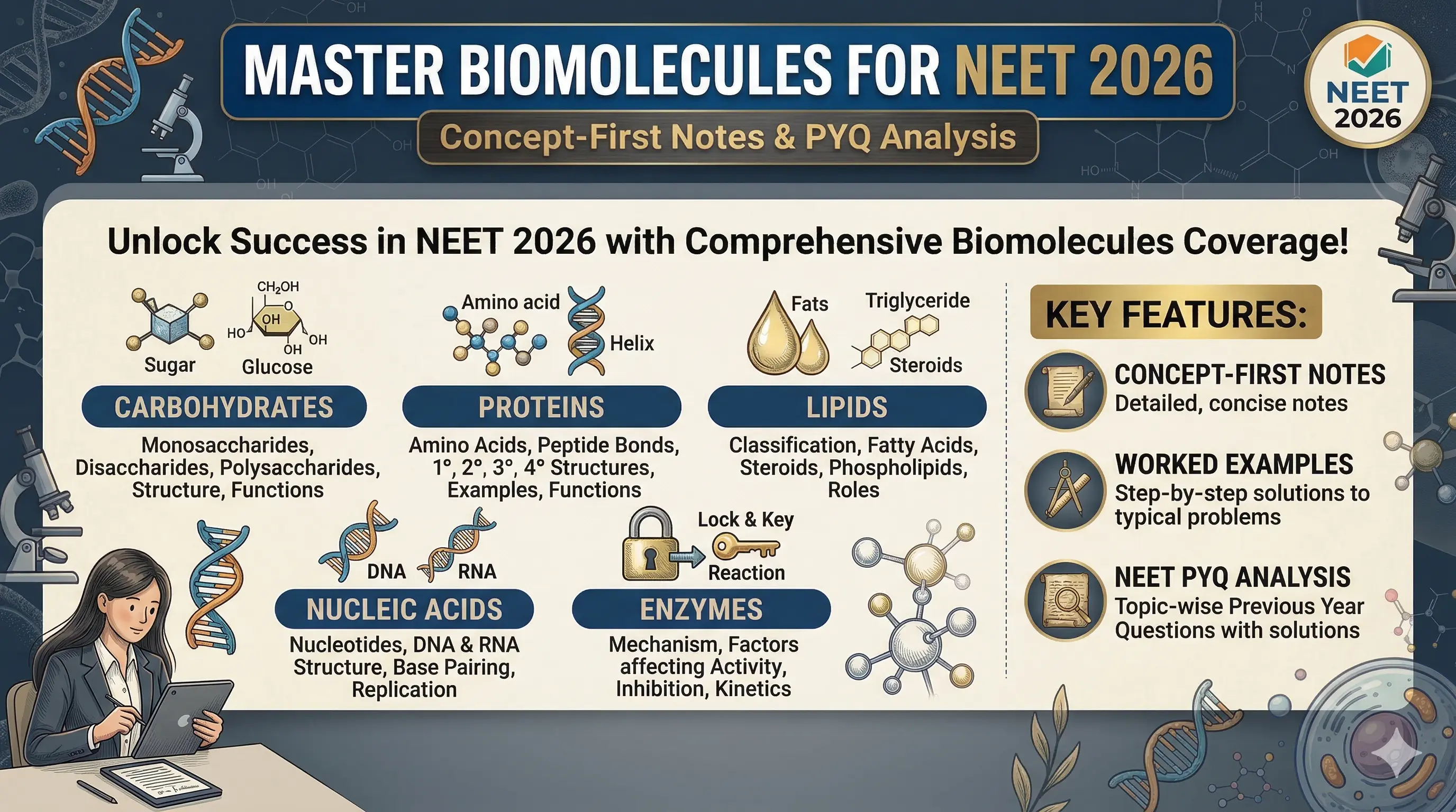 Biomolecules Class 11 Notes for NEET — Concepts, Formulas & PYQ Patterns